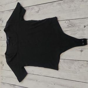 Rachel Roy Medium Black ribbed one piece snap bodysuit